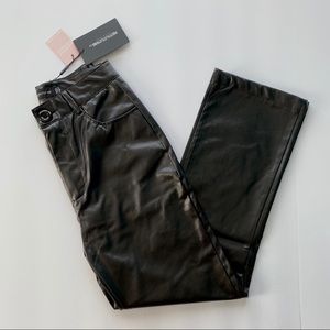Black Faux Leather Cropped Pants